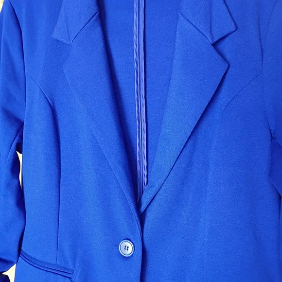Christian Siriano Women Size L Royal Blue Blazer Office Business Casual Stylish - Picture 7 of 9